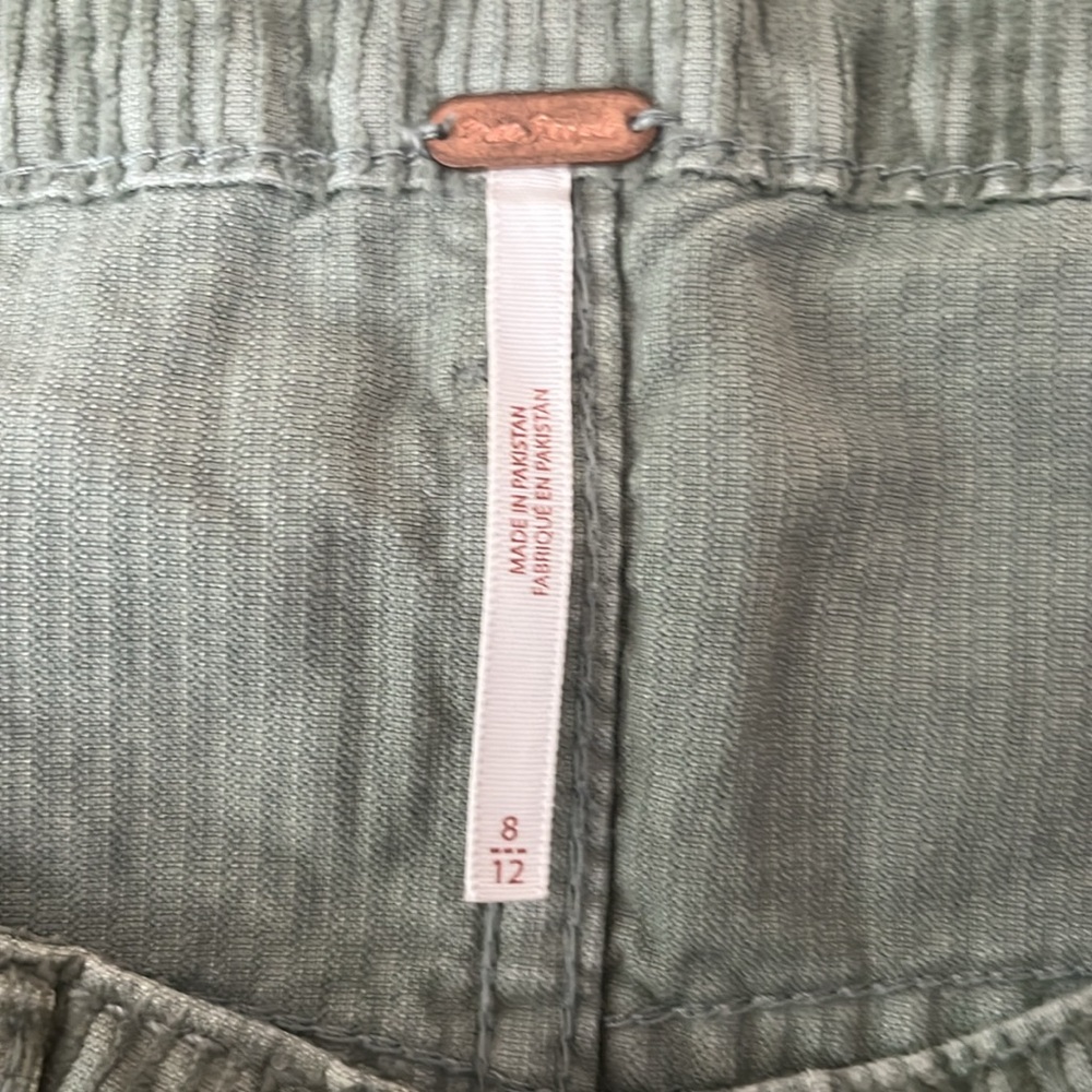 Free People Corduroy Mini Skirt Button Front High Rise Army Green Size 8 NWT - Picture 4 of 8